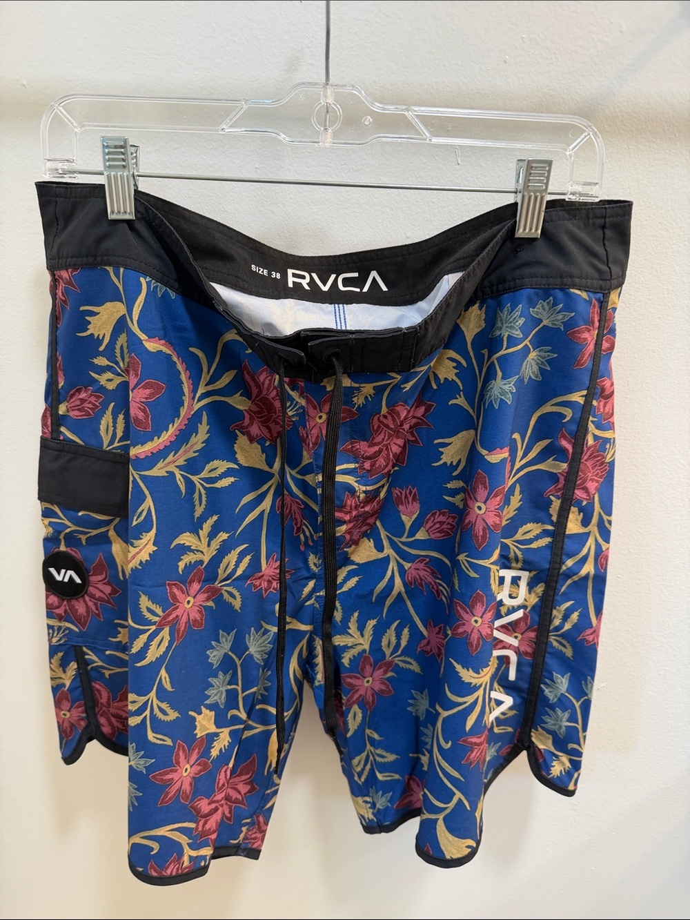 RVCA Blue Floral Surf Boardshorts with Black Waistband